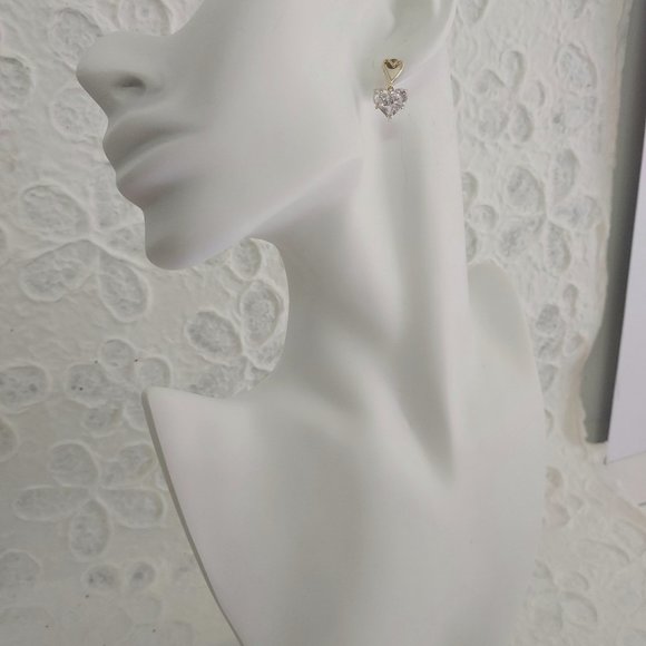 14kt gold plated crystal heart drop earrings NEW - Picture 6 of 8